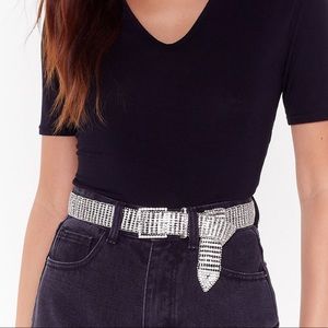 Nasty Gal Rhinestone Buckle Belt (NEVER WORN)